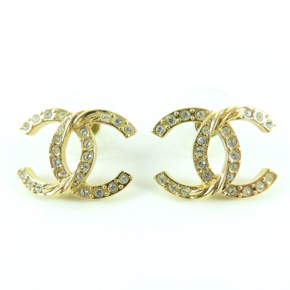 CHANEL Gold Logo Earrings